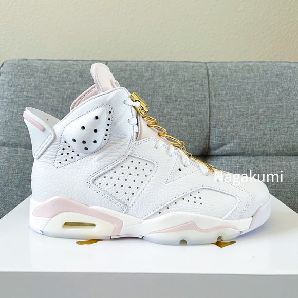 🤍💖 Nike Air Jordan 6 white soft pink with gold c - Picture 3 of 4